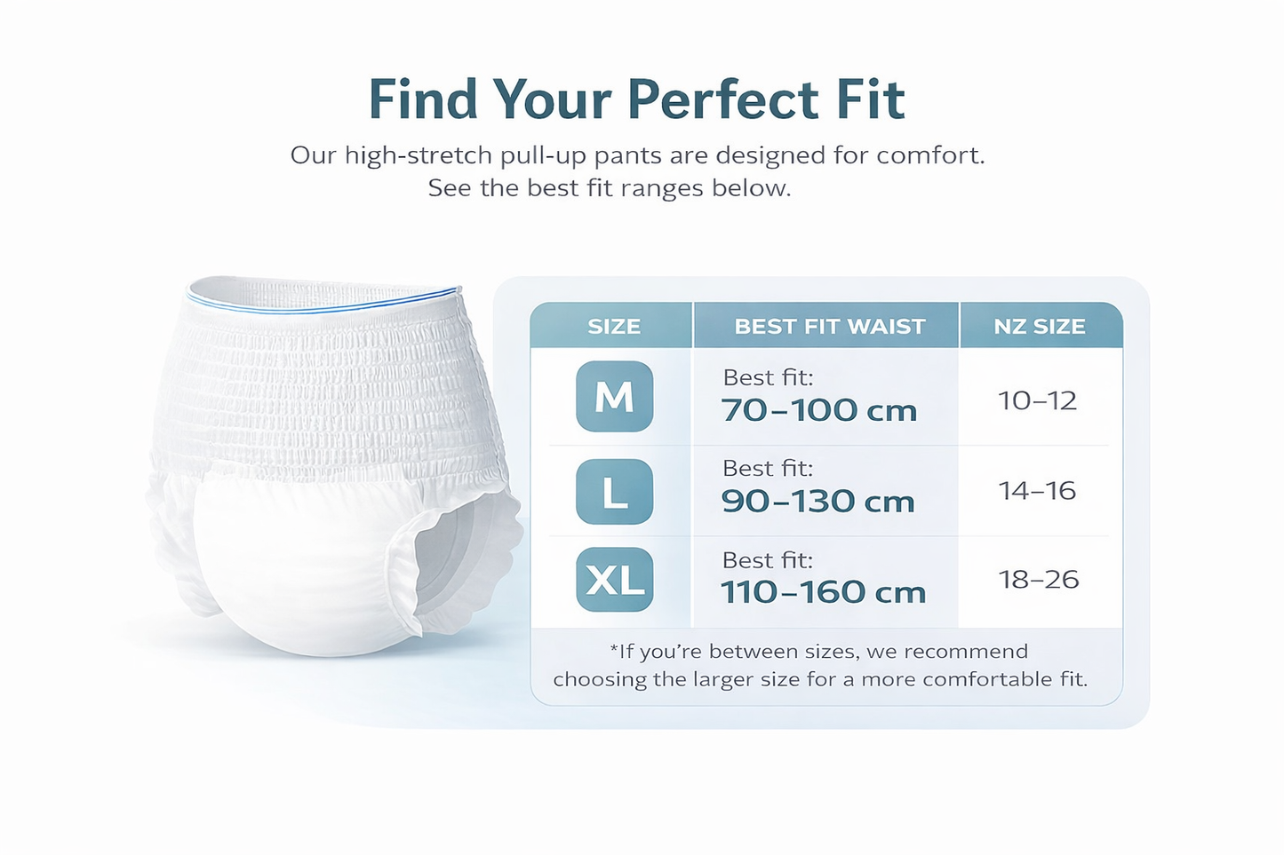 Pull up diaper sizing